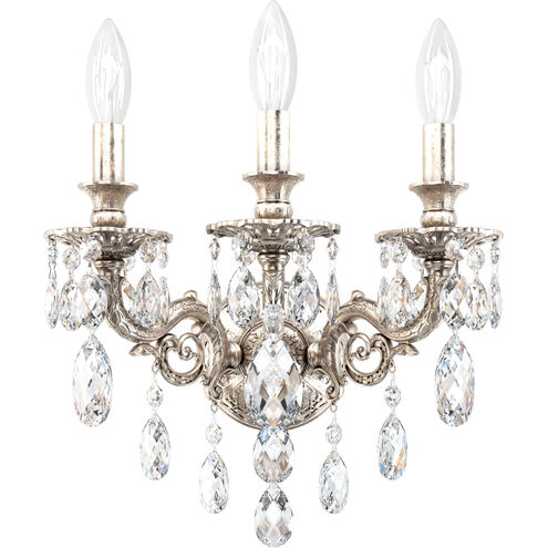 Milano 3 Light 8.5 inch Antique Silver Wall Sconce Wall Light in Heritage