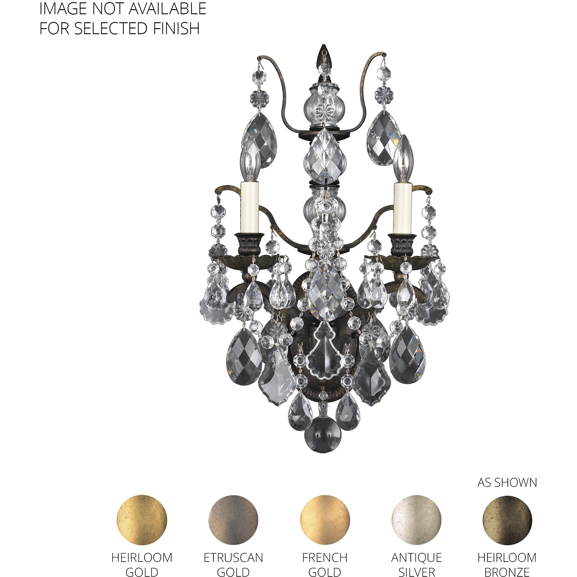 Bordeaux 2 Light 9 inch Antique Silver Wall Sconce Wall Light in Heritage