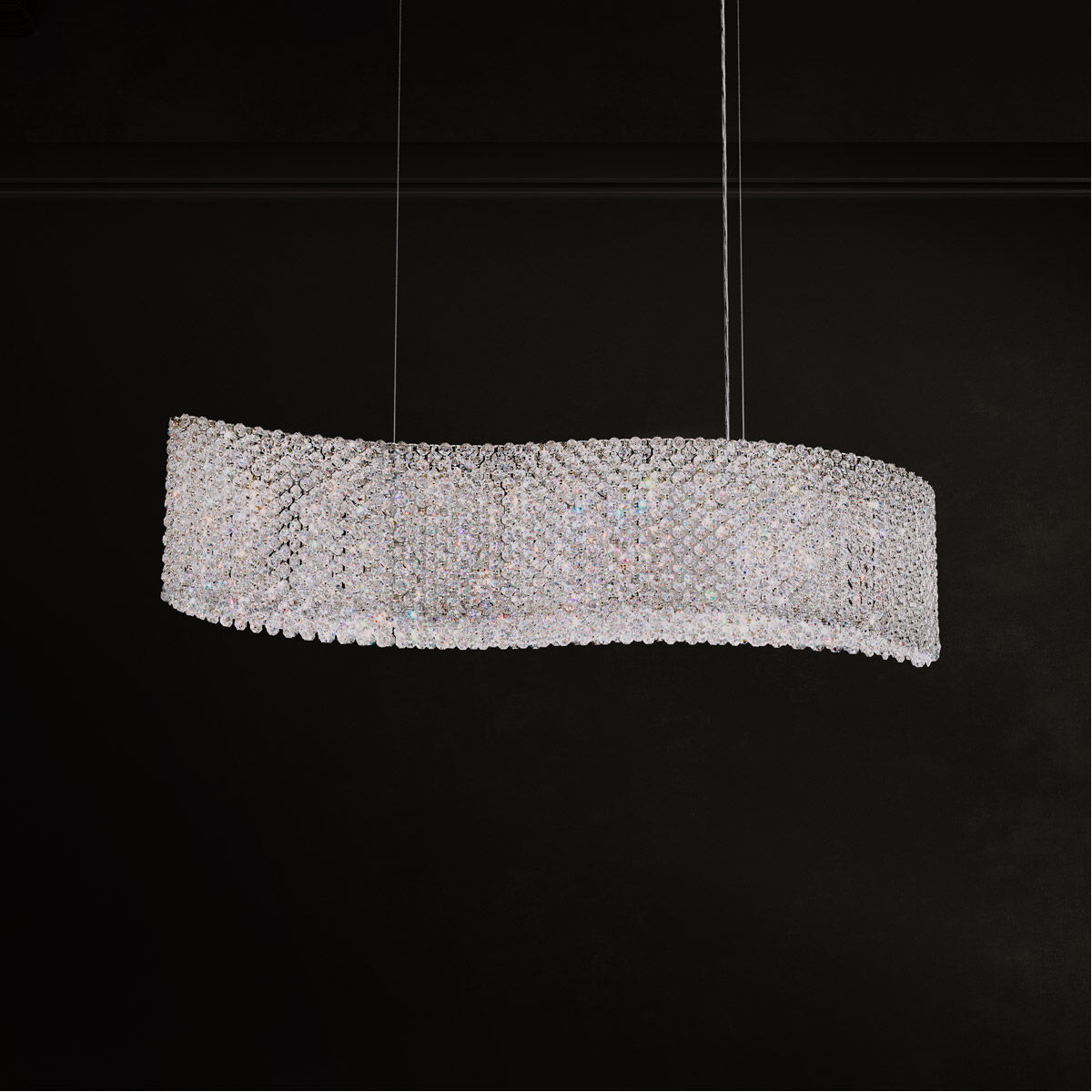 Refrax 13 Light 32 inch Stainless Steel Linear Pendant Ceiling Light in Swarovski