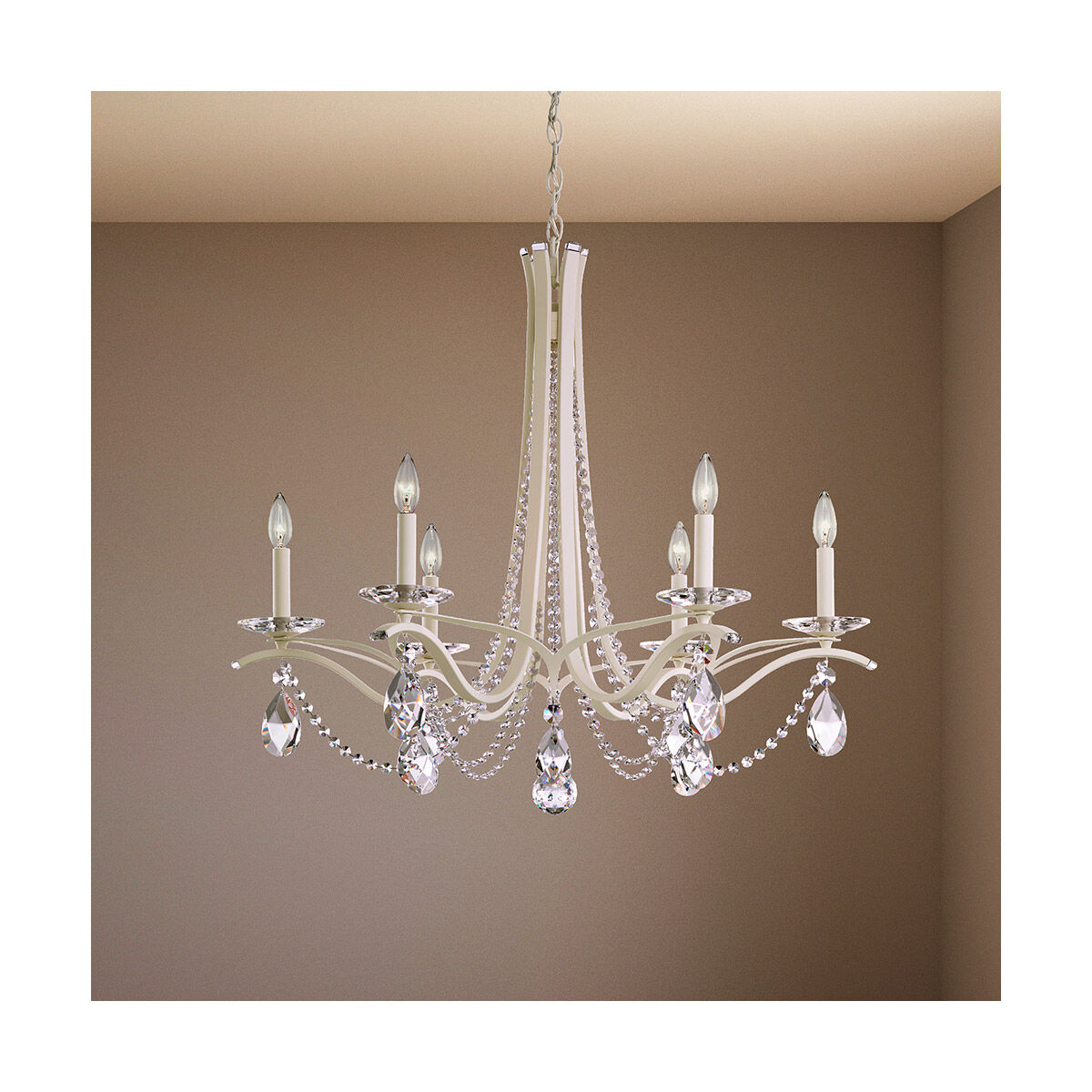 Vesca 6 Light 33 inch White Chandelier Ceiling Light in Heritage