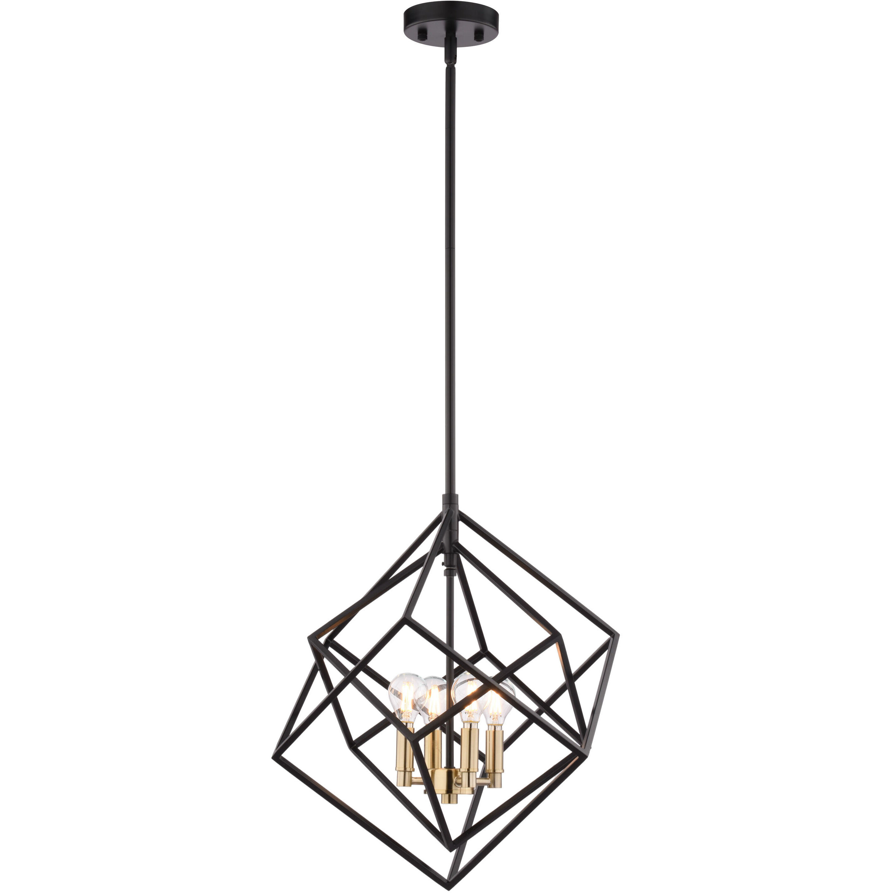 Rad 4 Light 17.5 inch Black and Natural Brass Pendant Ceiling Light