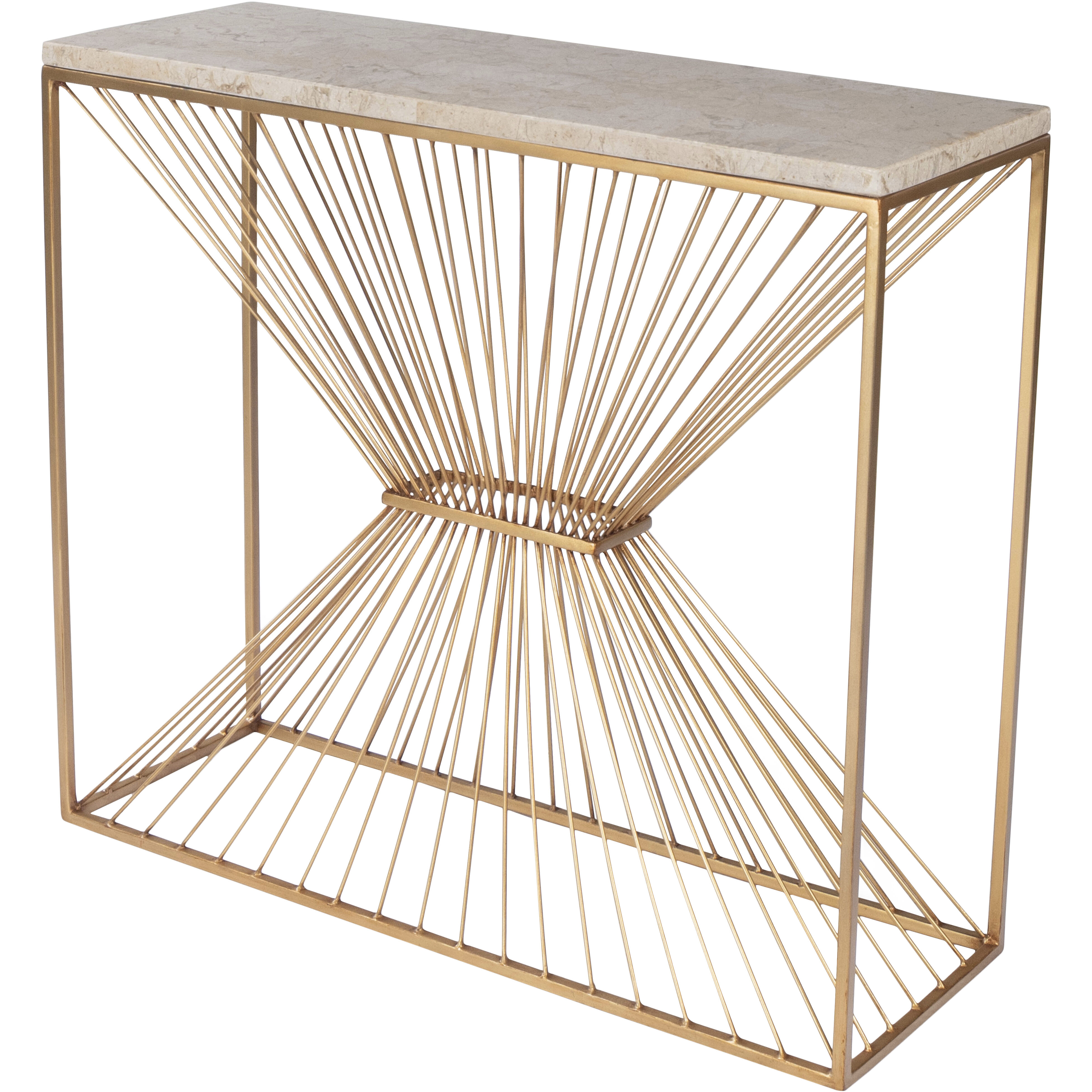 Cosmo Fossil Stone & Metal Console Table