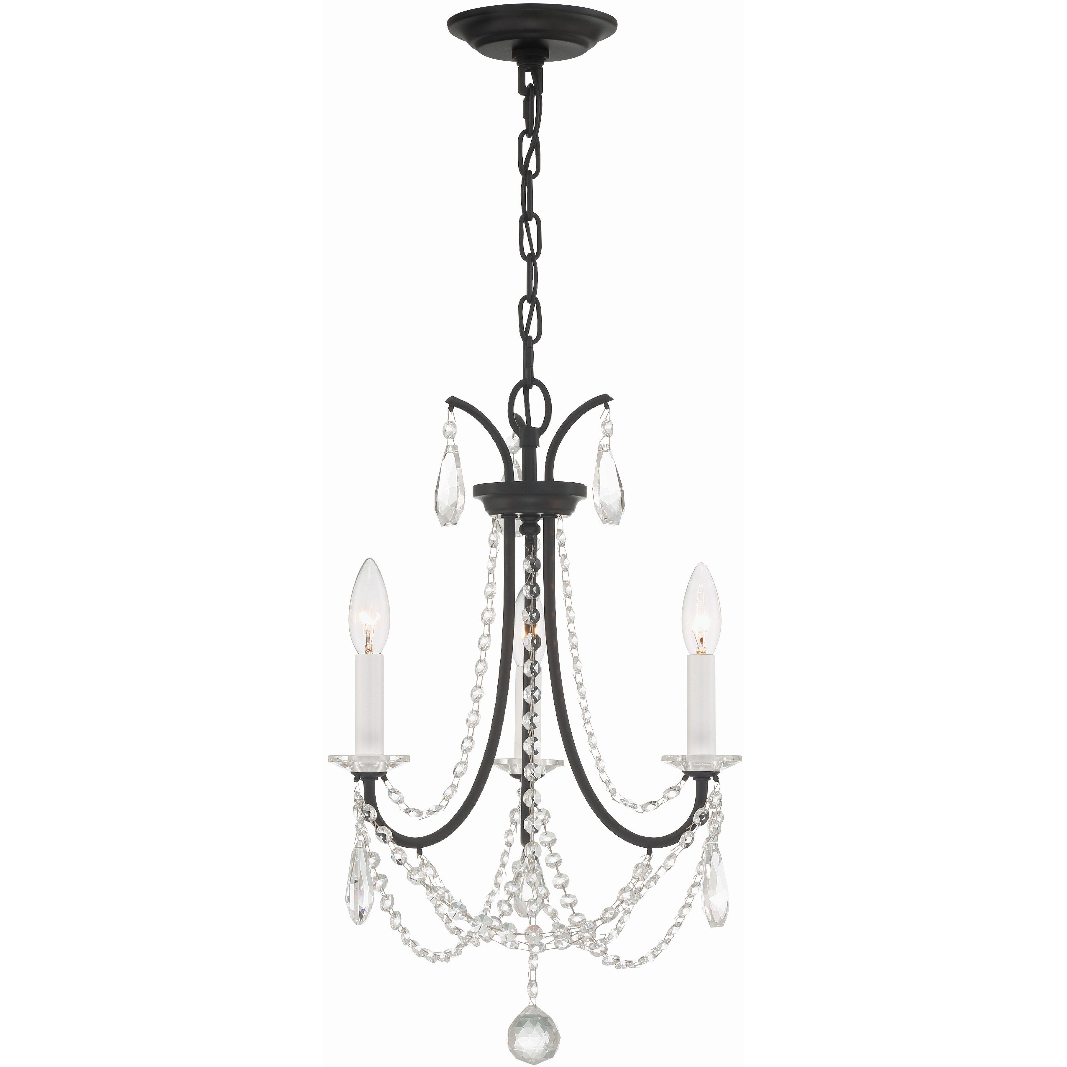 Karrington 3 Light 14 inch Matte Black Mini Chandelier Ceiling Light
