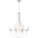 Crystal Empire Rustic 8 Light 30 inch White Pass Leather Chandelier Ceiling Light, Adjustable Height