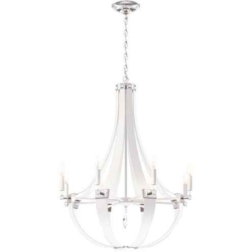 Crystal Empire Rustic 8 Light 30 inch White Pass Leather Chandelier Ceiling Light, Adjustable Height