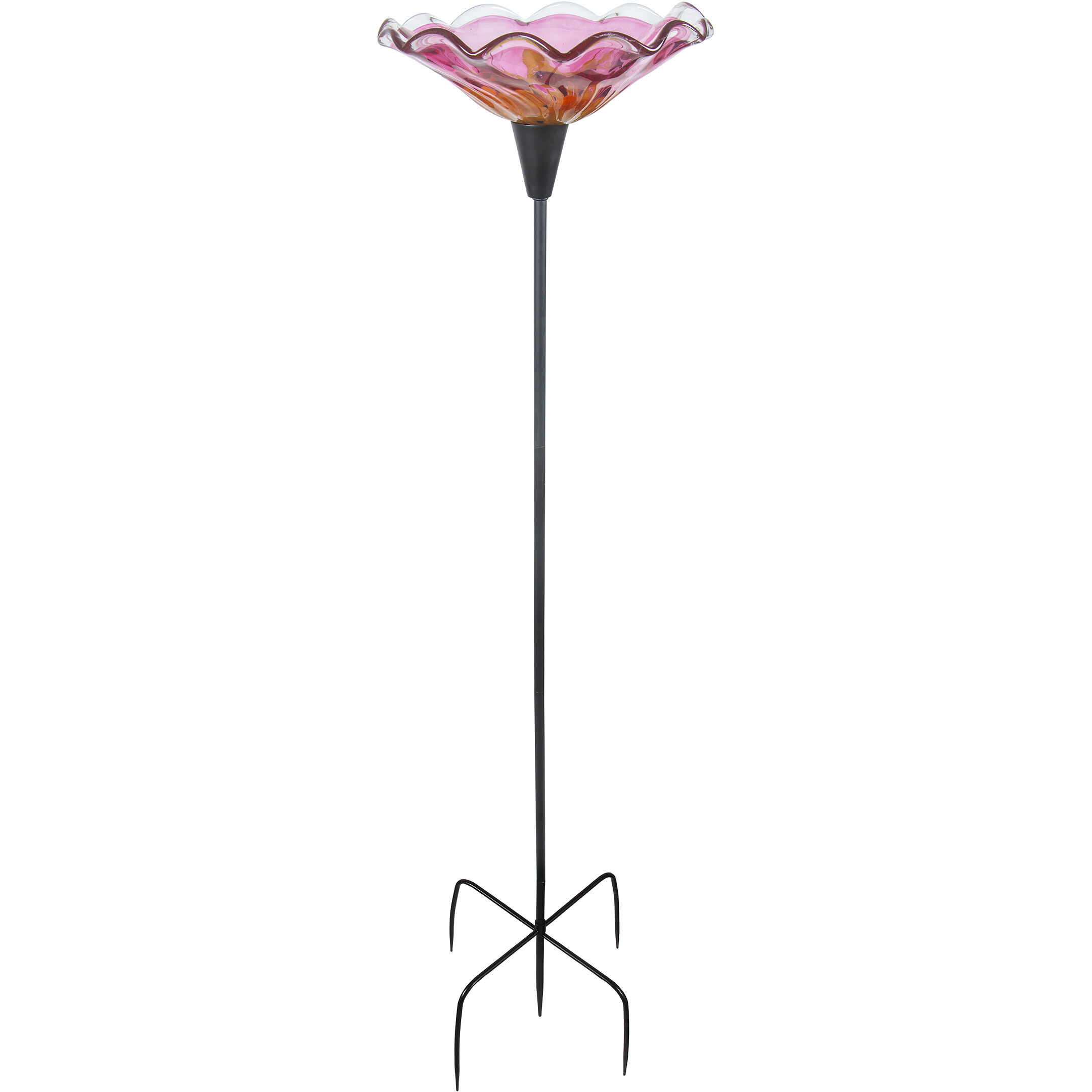 Fiore Pink Art Glass Bird Feeder