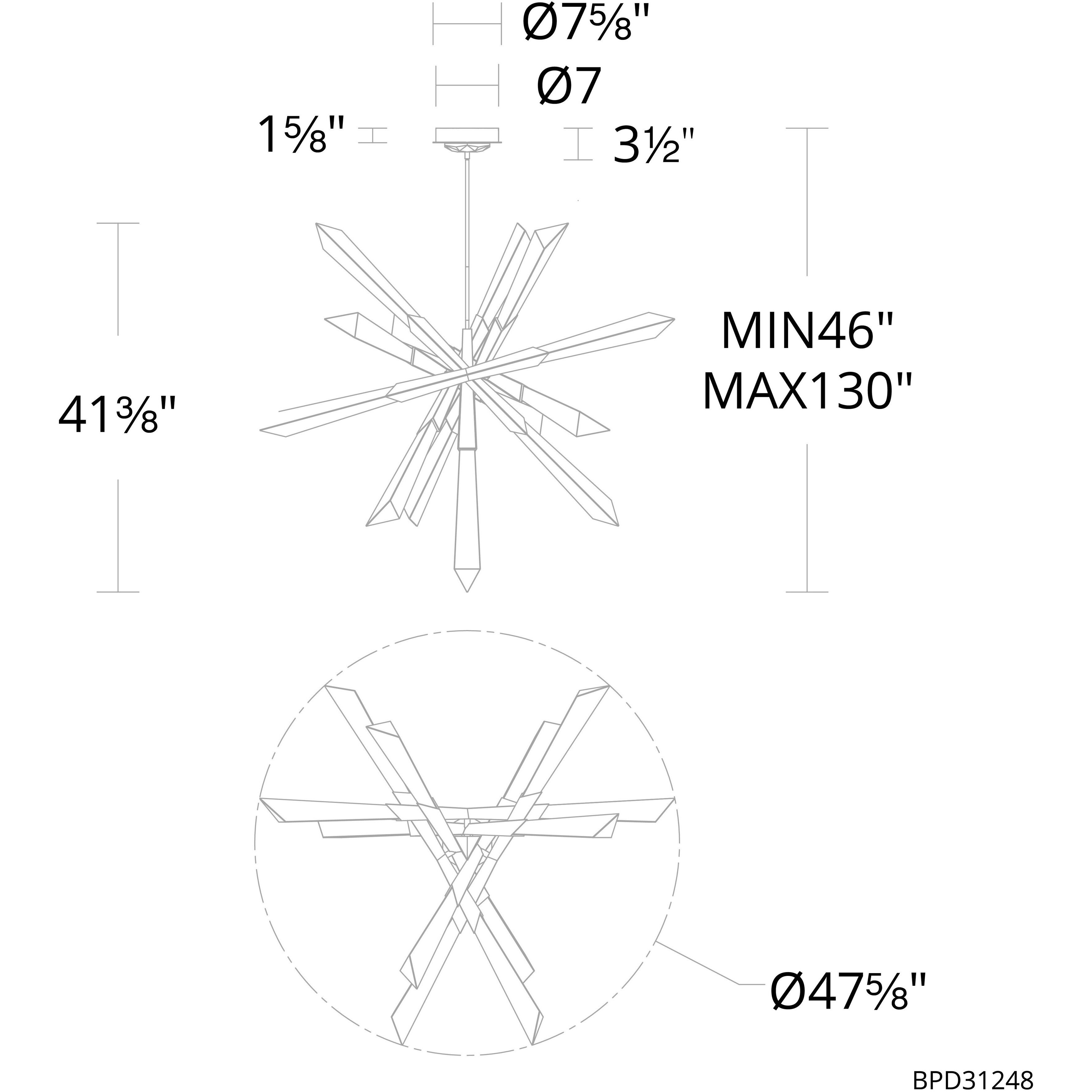 Beyond Solitude LED 48 inch Aged Brass Chandelier Ceiling Light