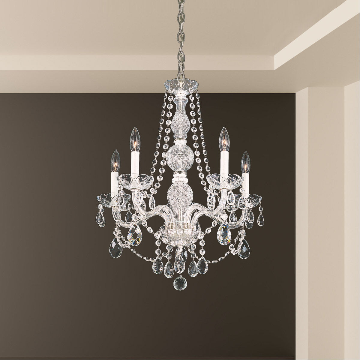 Silver 5 light chandelier top