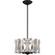 Twilight 4 Light Antique Silver Pendant Ceiling Light in Optic, Adjustable Height