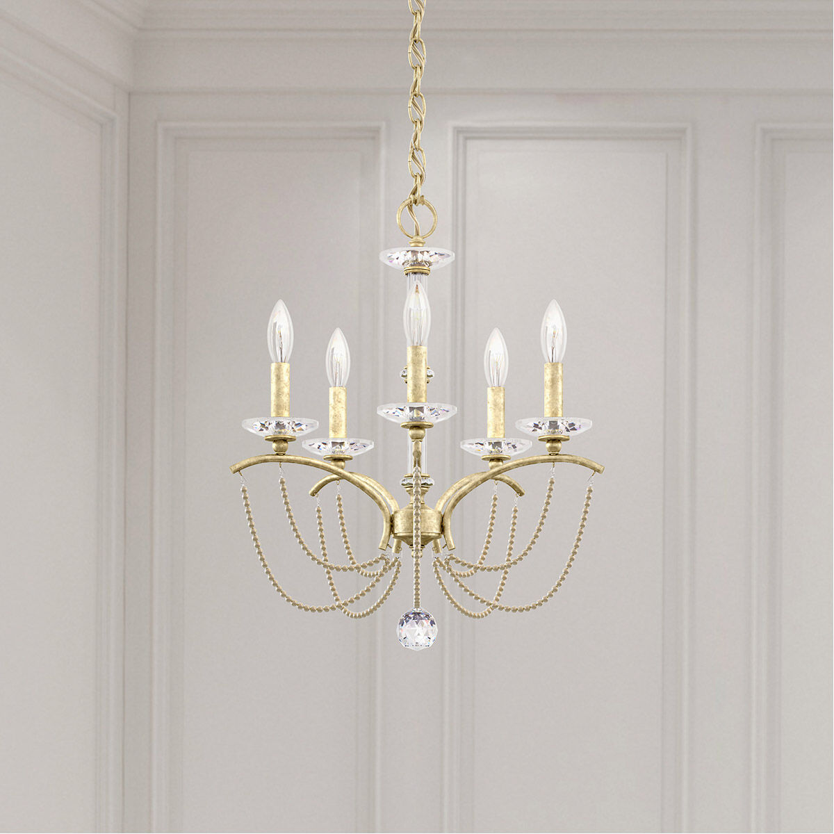 Priscilla 5 Light Heirloom Silver Chandelier Ceiling Light in Bronze Pearl, Adjustable Height