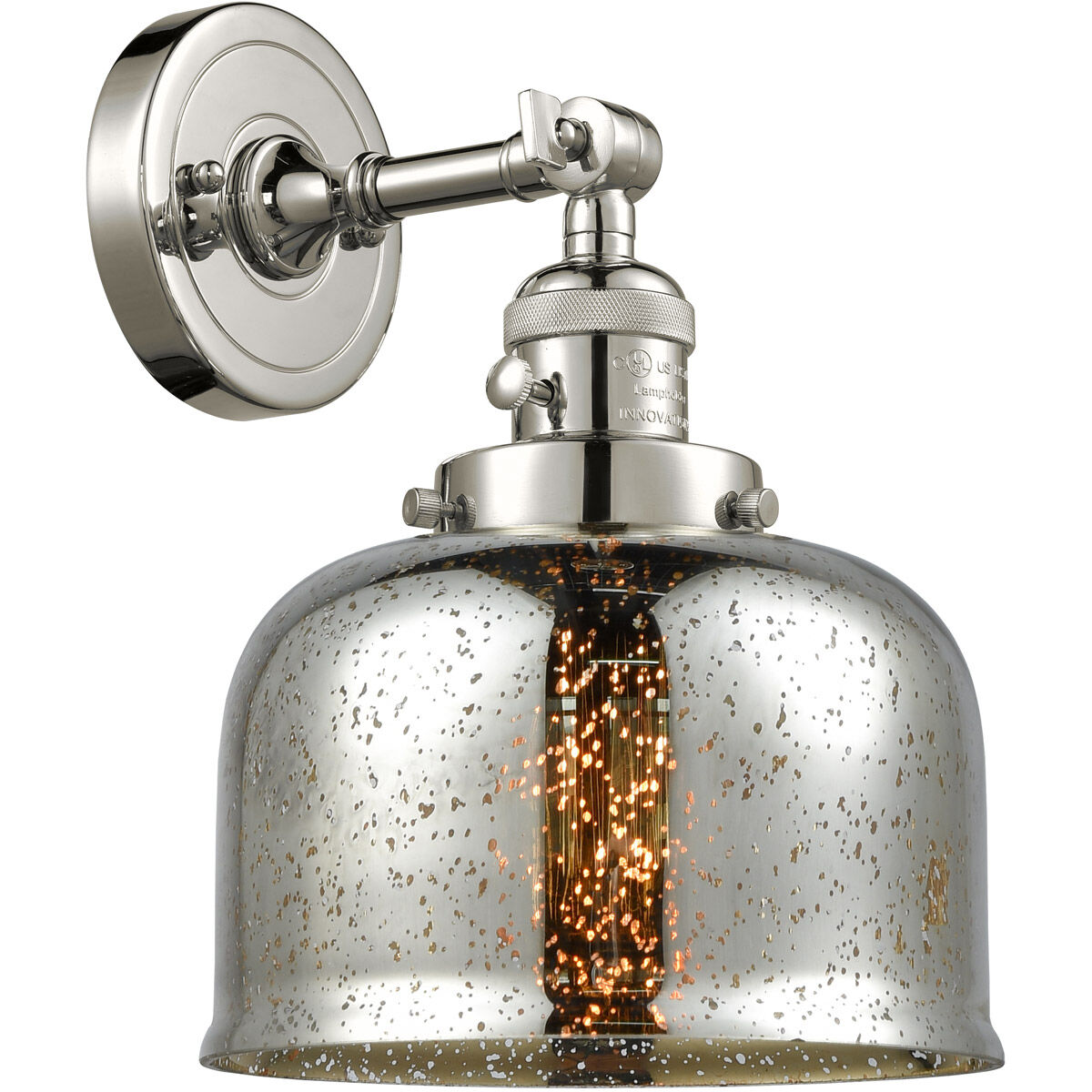 Franklin Restoration Large Bell LED 8 inch Polished Nickel Sconce Wall Light, Franklin Restoration