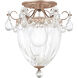 Bagatelle 3 Light 10.5 inch Antique Silver Semi-Flush Mount Ceiling Light in Swarovski
