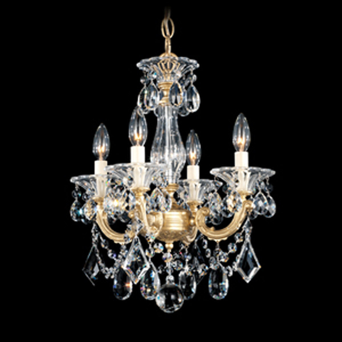 La Scala 4 Light 14.5 inch Heirloom Gold Chandelier Ceiling Light in Heirloom Gold Cast, Convertible to Pendant