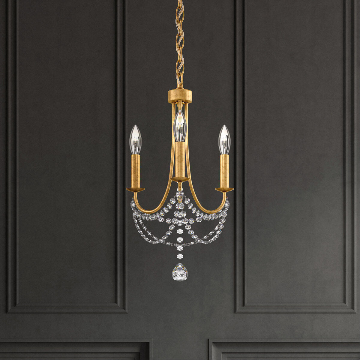 Verdana 3 Light Heirloom Gold Chandelier Ceiling Light in Optic