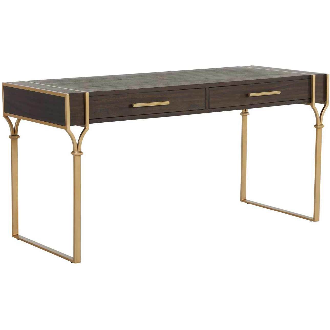 Salvador 60 X 24.5 inch Painted Champagne / Dark Brown Stained Wood Desk