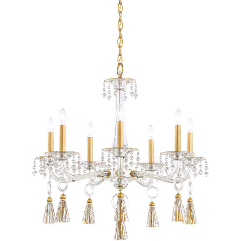 Tassau 7 Light 26 inch Heirloom Gold Chandelier Ceiling Light in Swarovski, Polished Stainless Steel, Polished Stainless Steel Accent