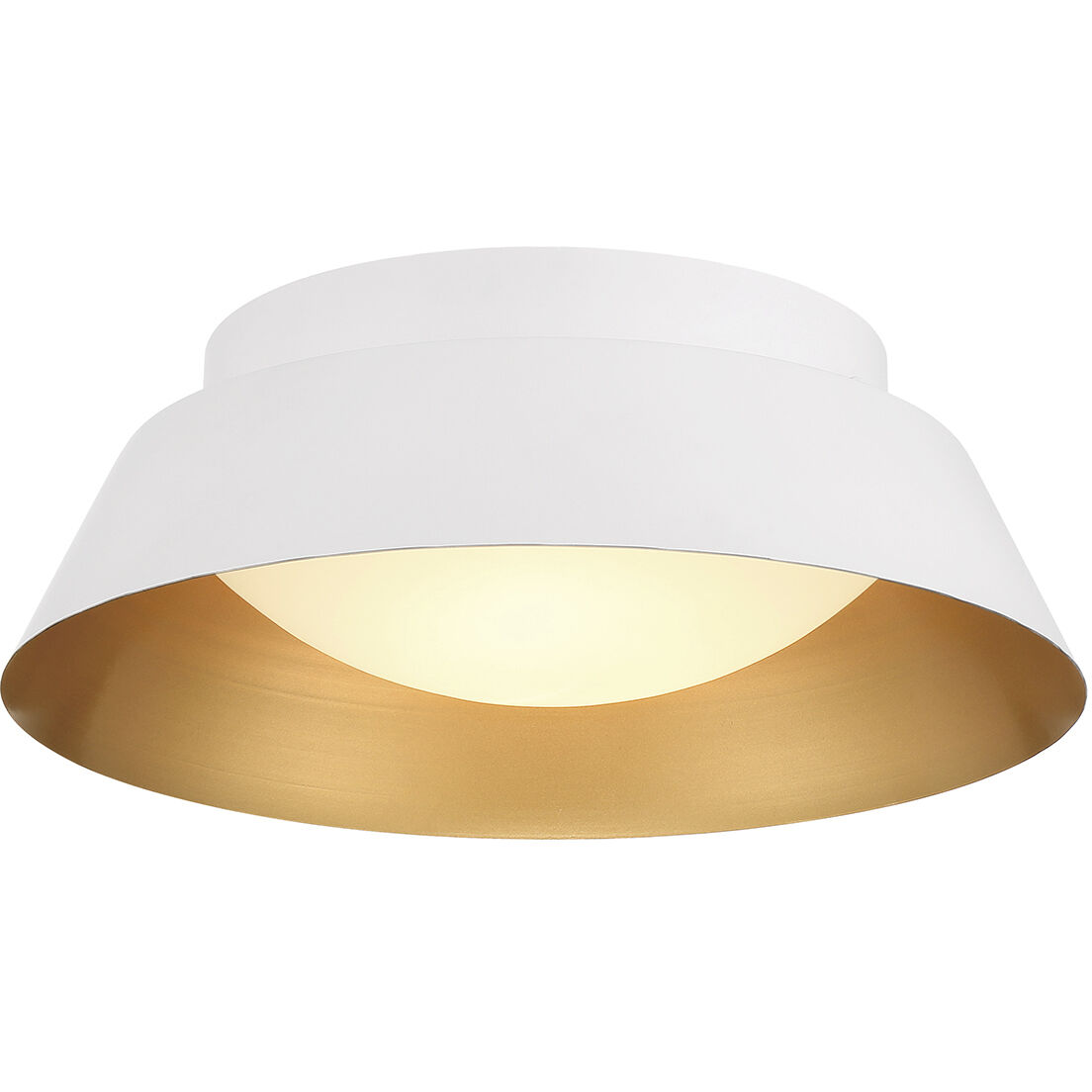 Donoven 2 Light 15 inch White and Gold Flush Ceiling Light