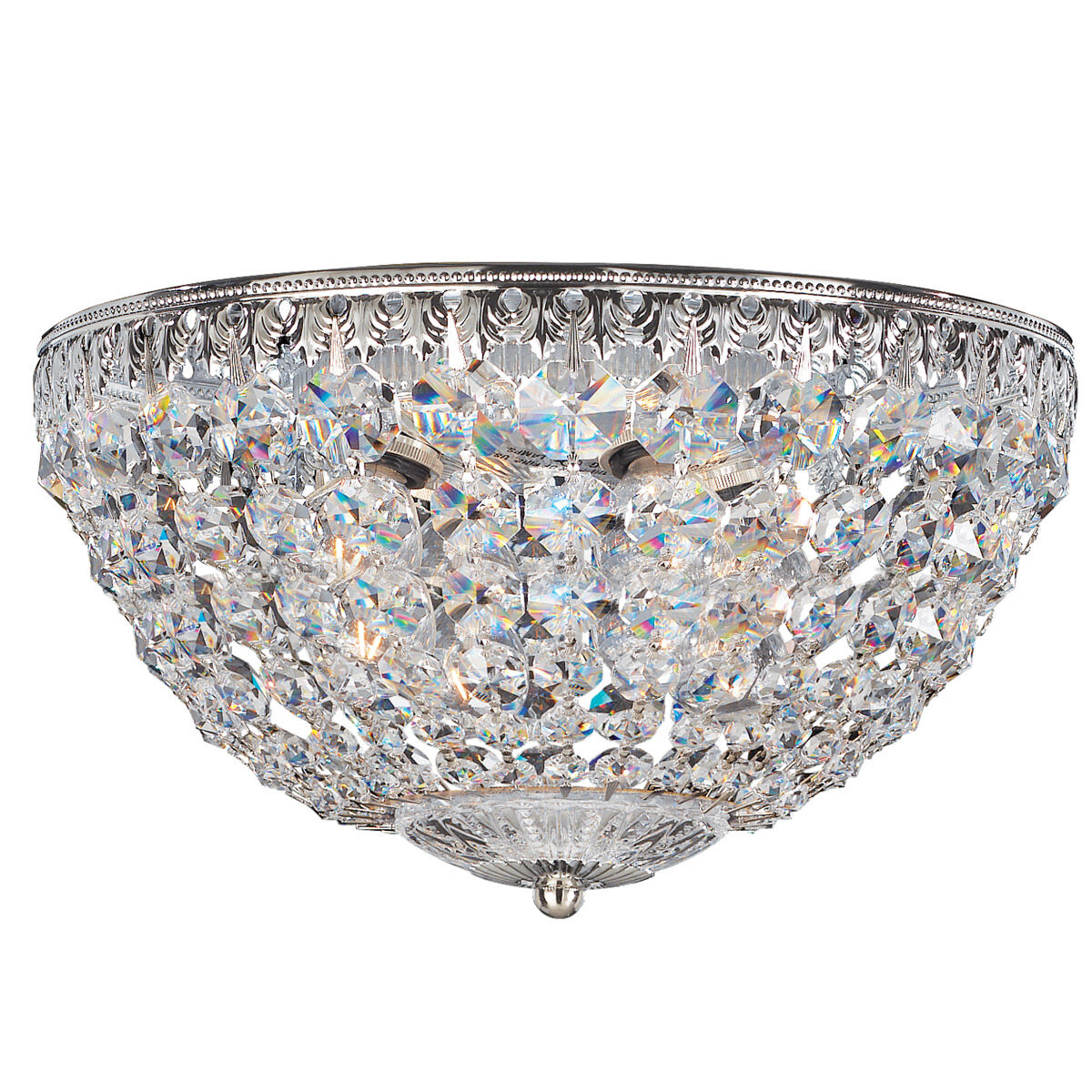 Petit Crystal 5 Light Polished Silver Flush Mount Ceiling Light in Radiance