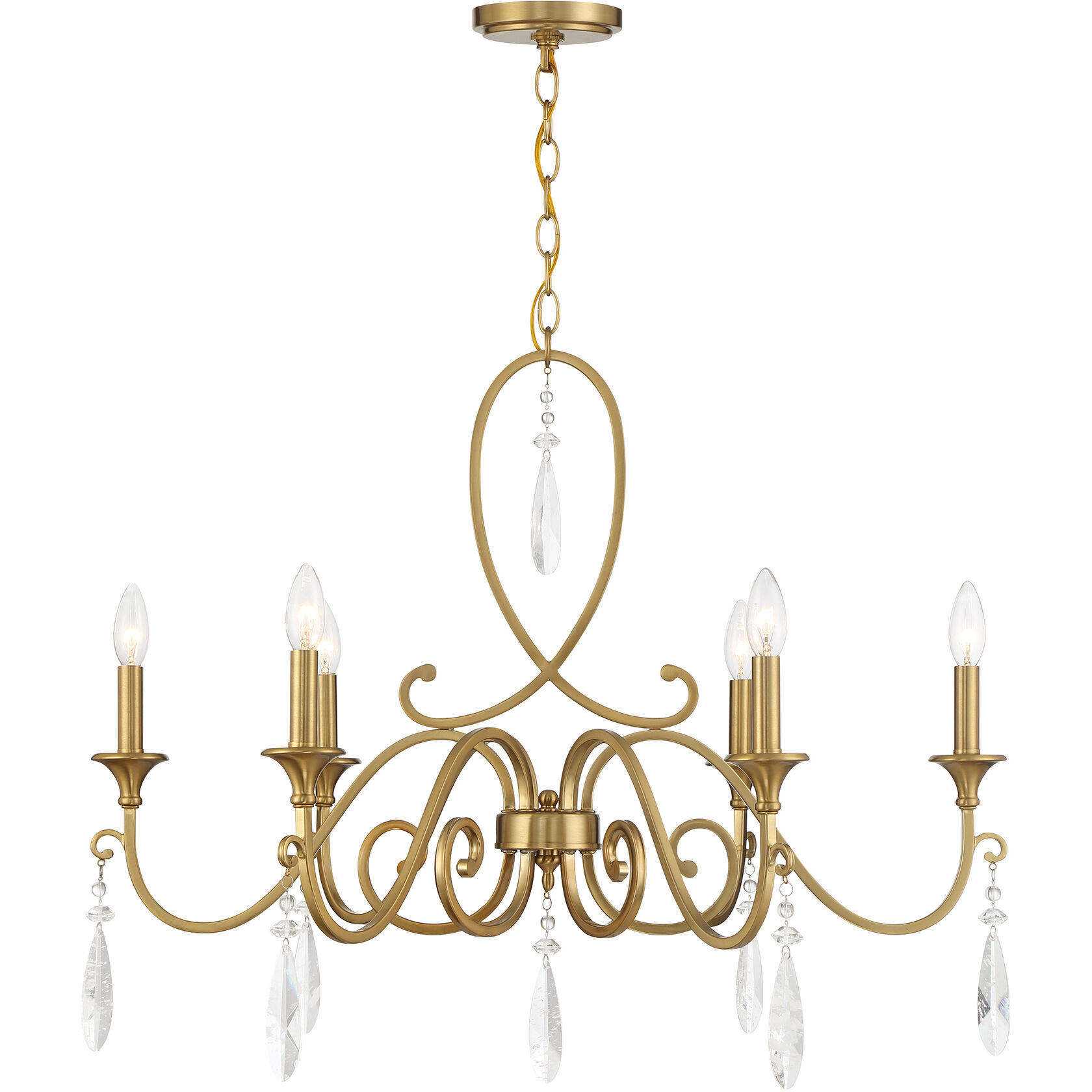 Fairchild 6 Light 31 inch Warm Brass Chandelier Ceiling Light