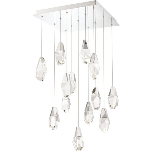 Beyond Martini LED 20 inch Polished Nickel Multi-Light Pendant Ceiling Light in Optic Haze, Square Canopy