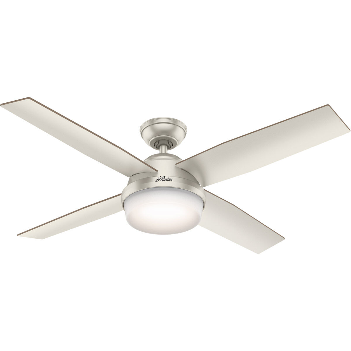 Dempsey 52 inch Matte Nickel with Matte Nickel/Walnut Blades Outdoor Ceiling Fan