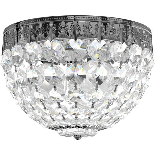 Petit Crystal 3 Light 8 inch Silver Flush Mount Ceiling Light in Swarovski, Polished Silver