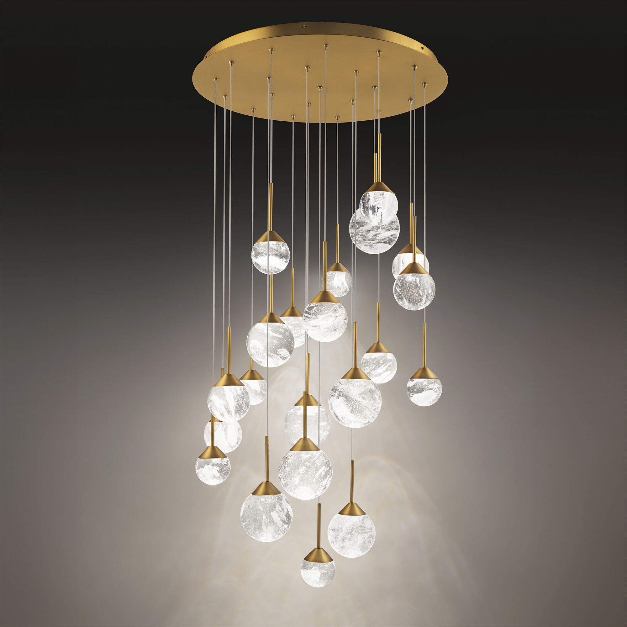 Beyond Quest LED 26 inch Aged Brass Multi-Light Pendant Ceiling Light, Round Canopy