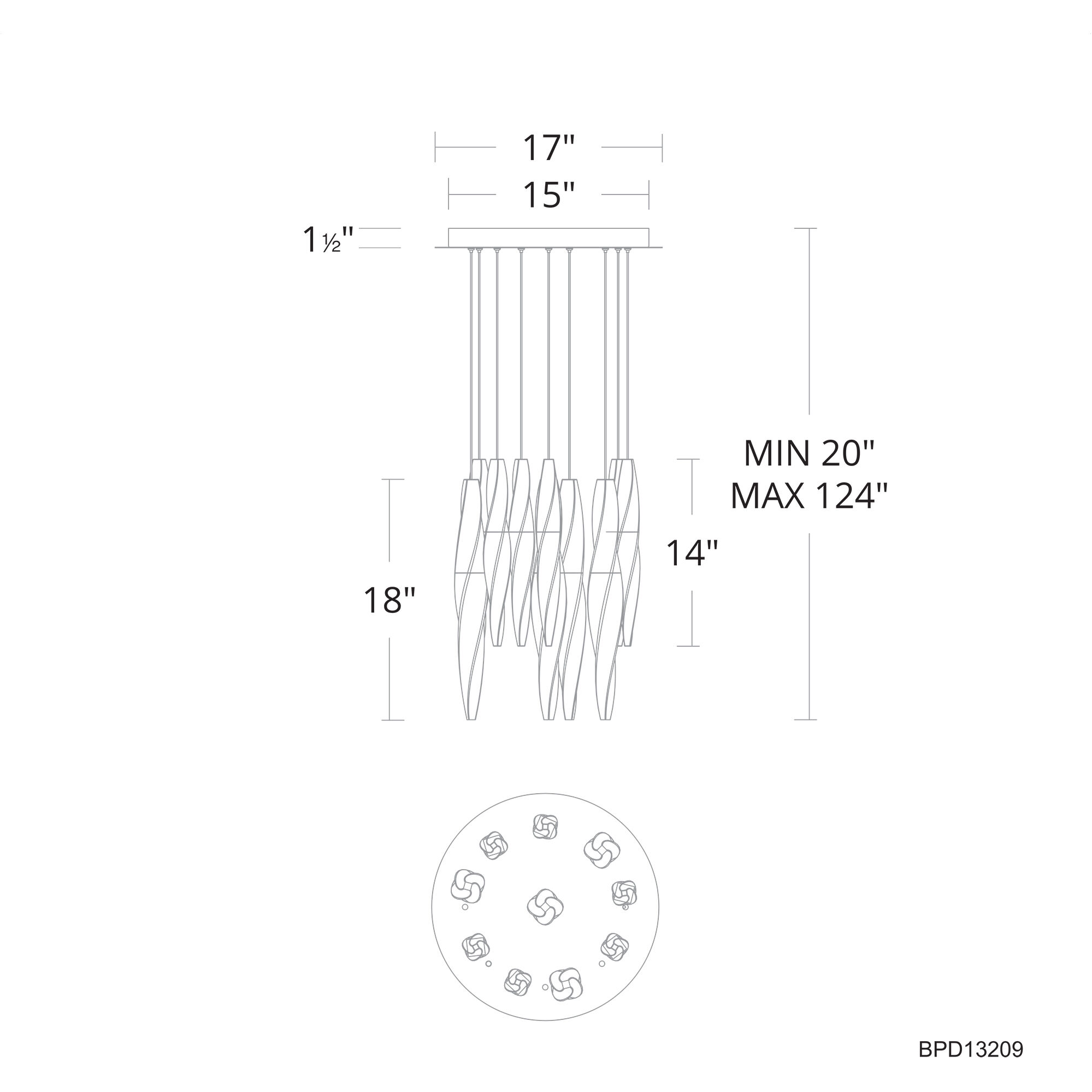 Kindjal LED 17 inch Aged Brass Multi-Light Pendant Ceiling Light, Beyond