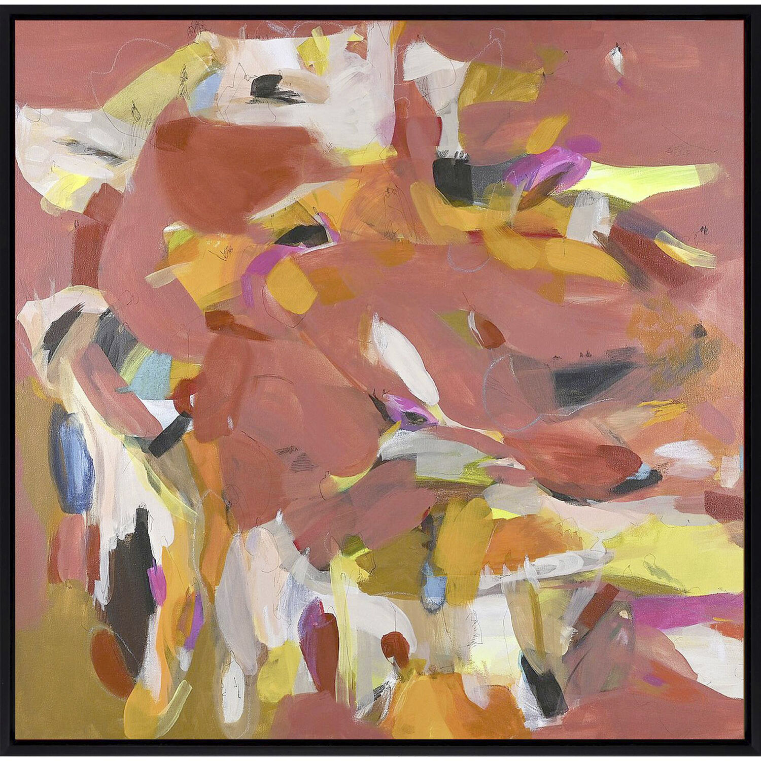 Abstract Red and Pink and White and Yellow Canvas