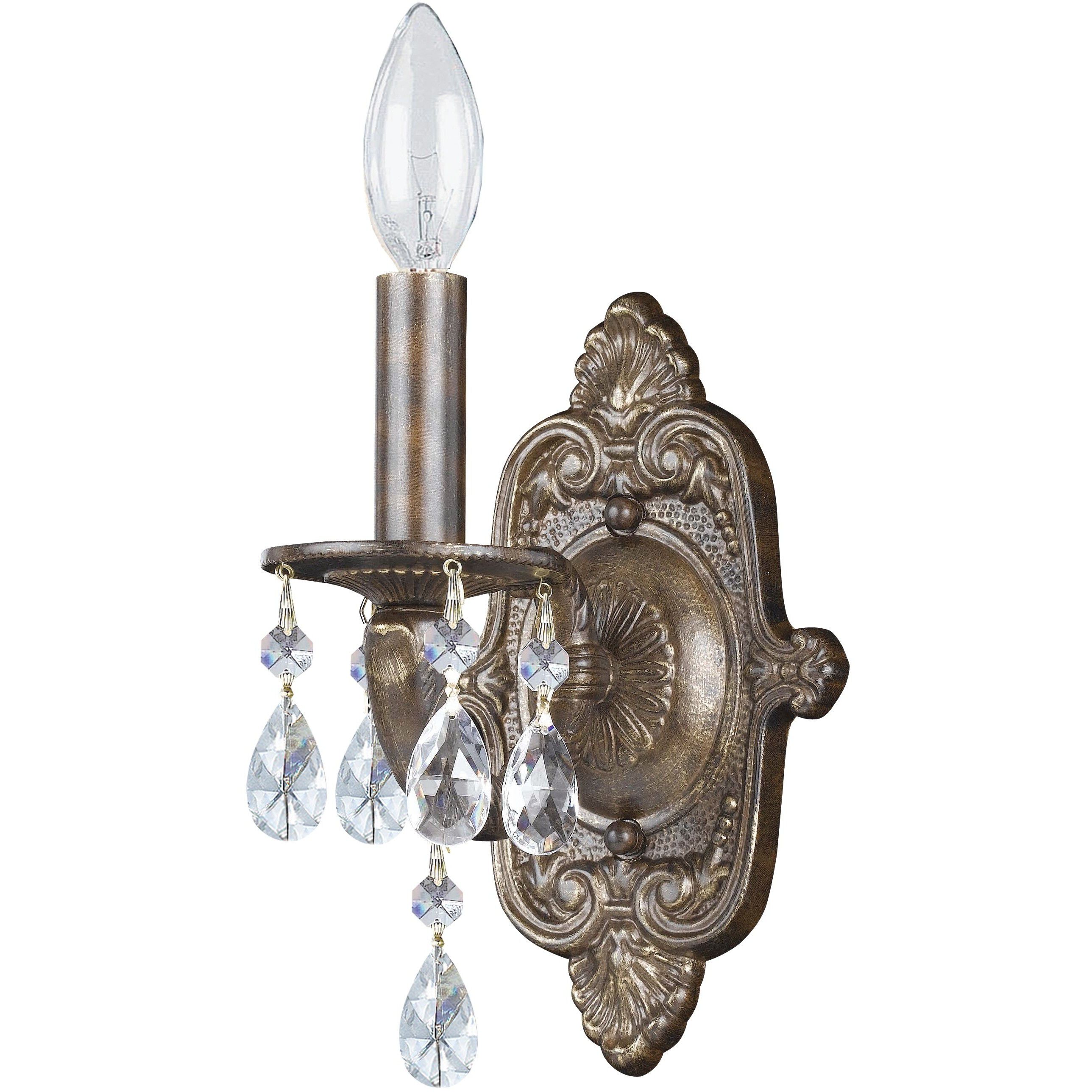 Paris Market Sconce Wall Light in Clear Hand Cut, Venetian Bronze