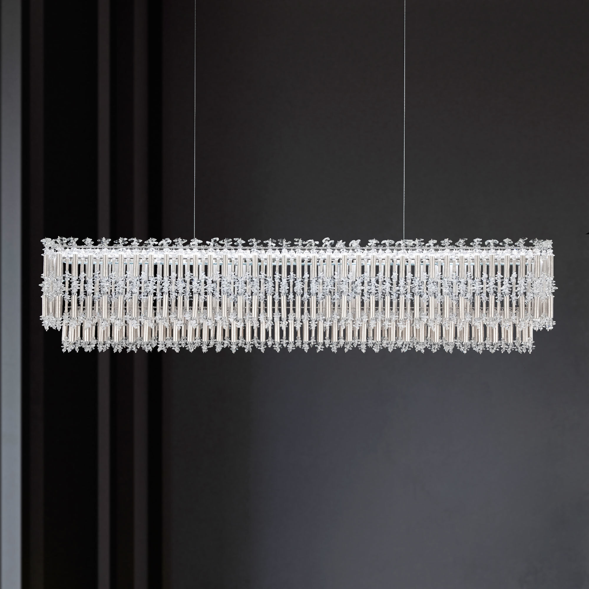 Tahitian LED 48 inch Antique Silver Linear Pendant Ceiling Light, Schonbek Signature