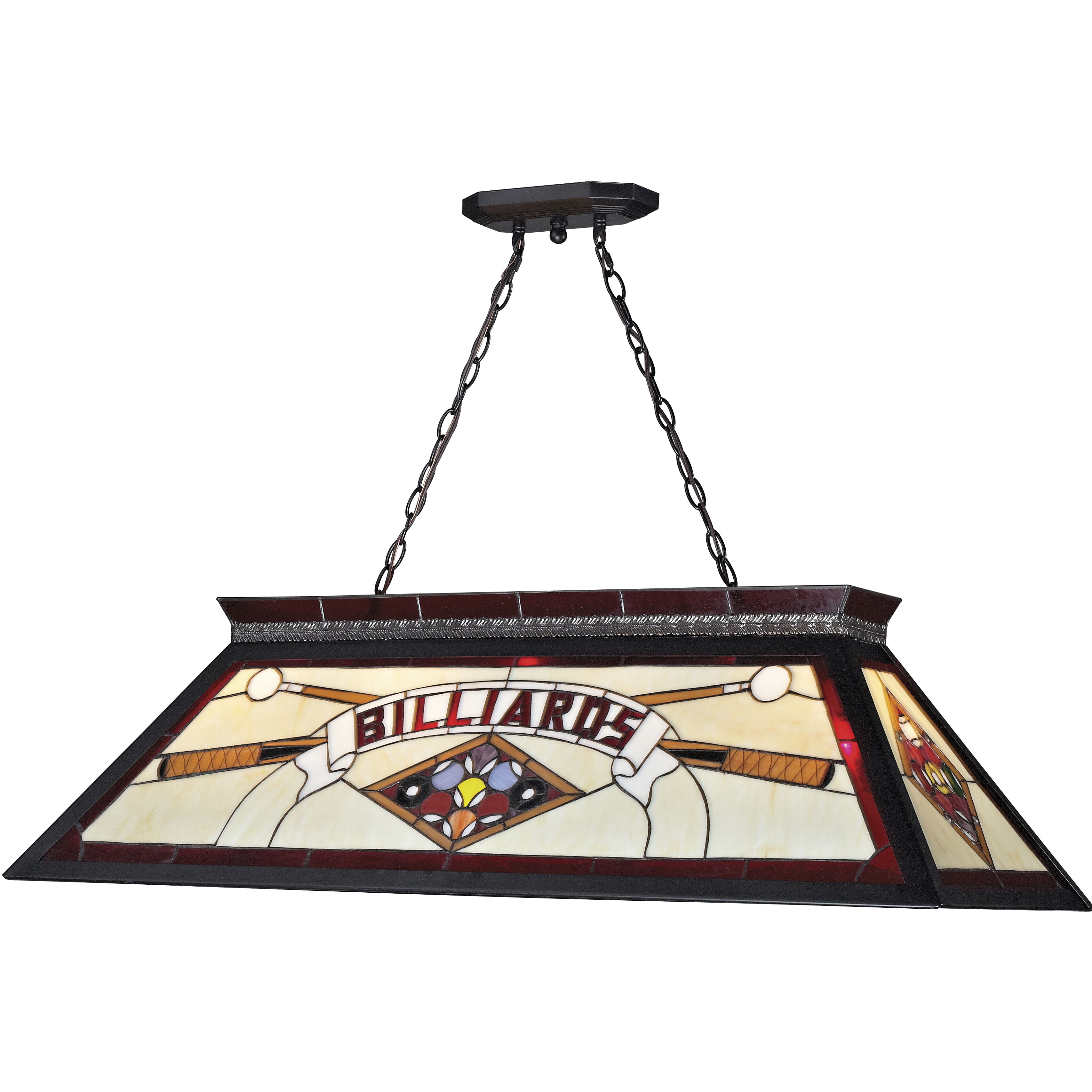 Tiffany Billiard 4 Light 43.75 inch Matte Black Billiard Ceiling Light