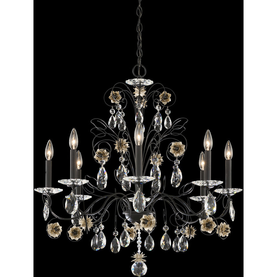 Signature Camellia 8 Light 30 inch Black with White Chandelier Ceiling Light