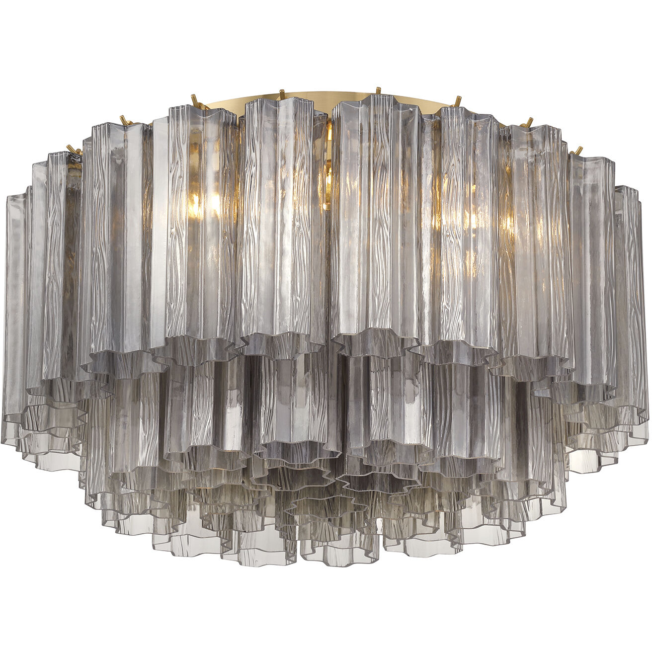 Addis 7 Light 22.25 inch Aged Brass Flush Ceiling Light in Smoke