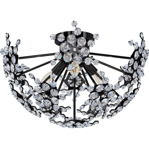 Esteracae 3 Light Jet Black Semi-Flush Mount Ceiling Light in Radiance