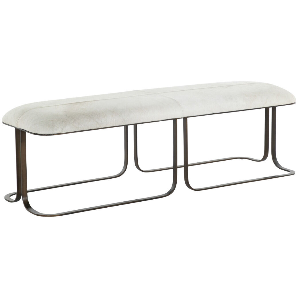 Orson Natural Ivory Hide / Antique Dark Bronze Bench