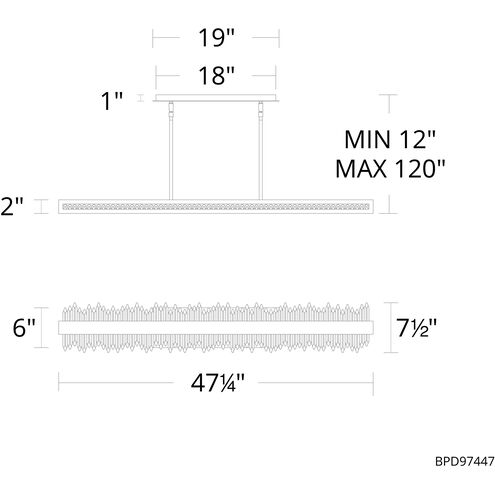 Beyond Frozen LED 47.25 inch Aged Brass Linear Pendant Ceiling Light