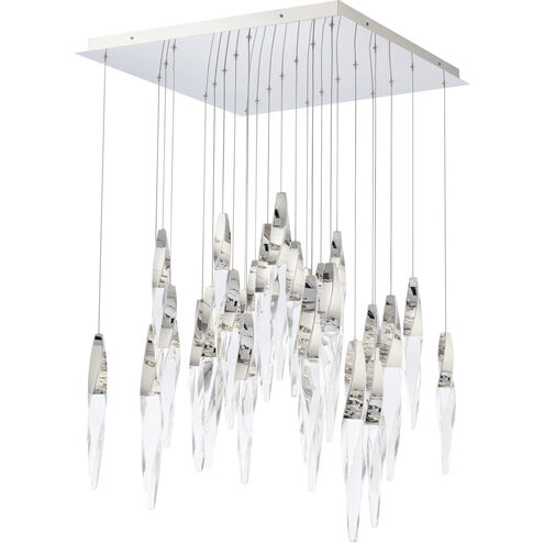Beyond Kindjal LED 28 inch Polished Nickel Multi-Light Pendant Ceiling Light, Square Canopy