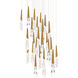 Beyond Solitude LED 28 inch Aged Brass Multi-Light Pendant Ceiling Light, Square Canopy