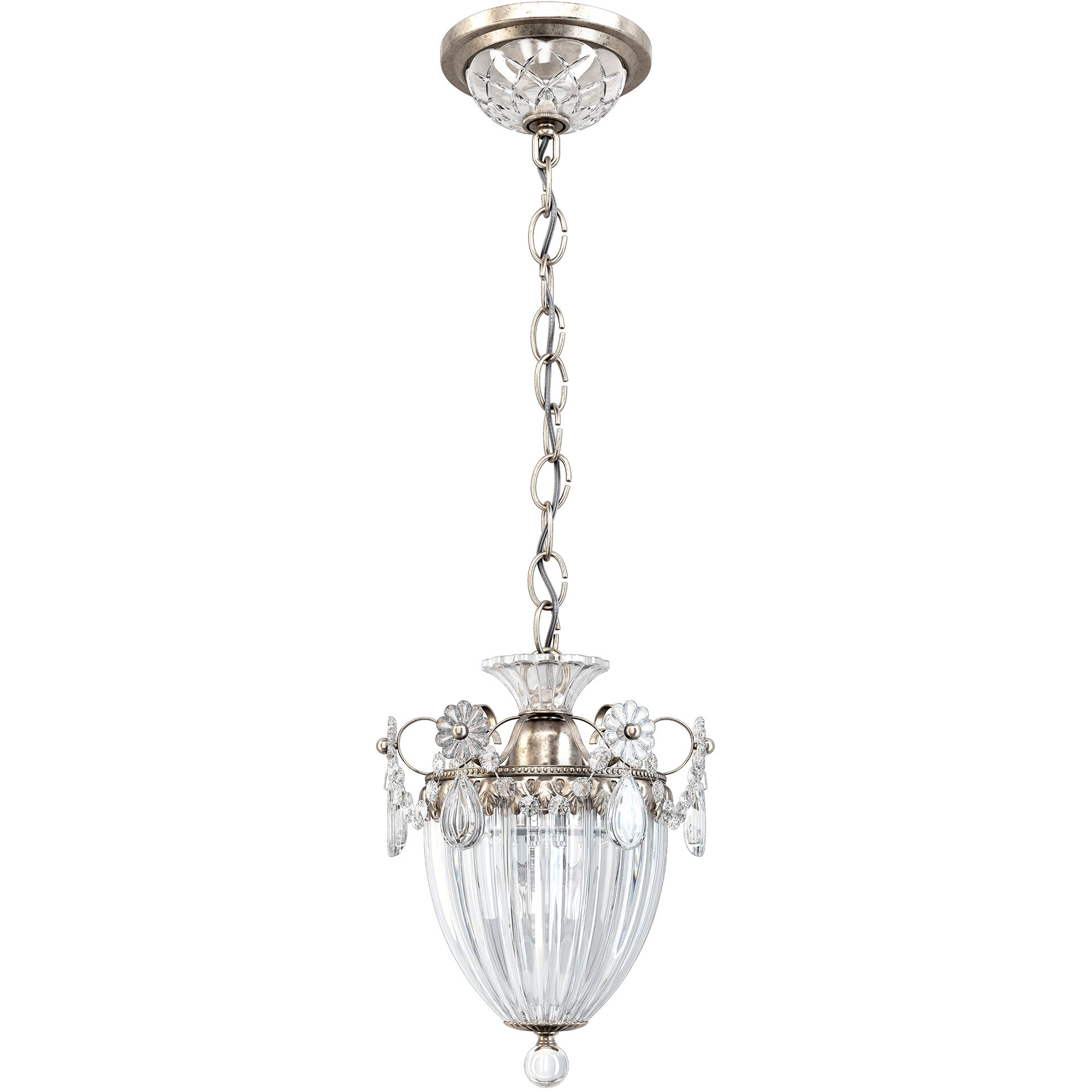Bagatelle 1 Light Antique Silver Mini Pendant Ceiling Light in Radiance