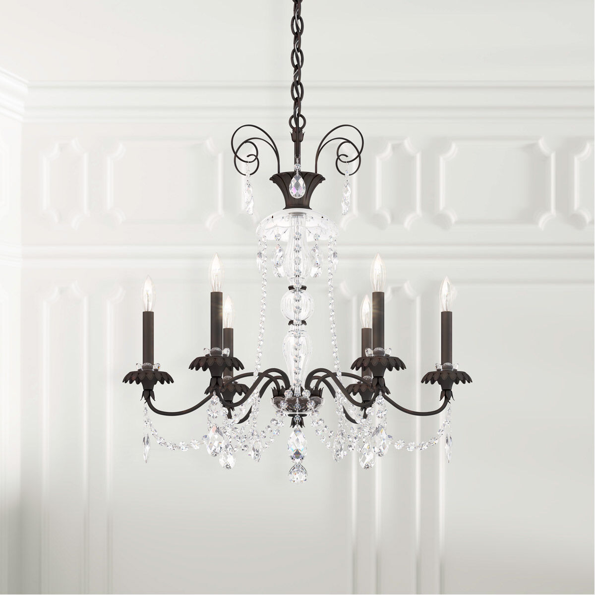 Helenia 6 Light 28 inch Black Chandelier Ceiling Light, Adjustable Height