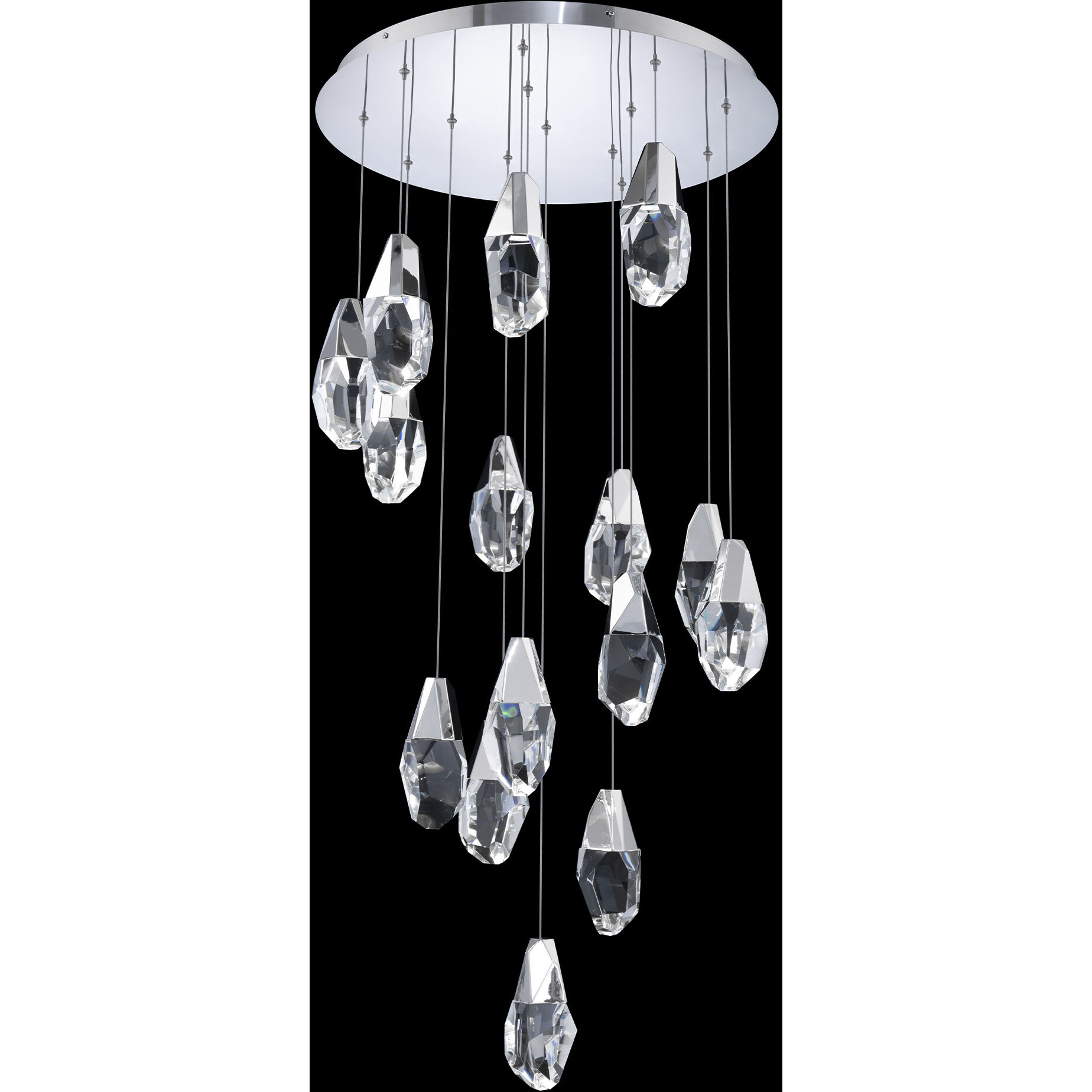 Beyond Martini LED 23 inch Polished Nickel Multi-Light Pendant Ceiling Light in Optic, Round Canopy
