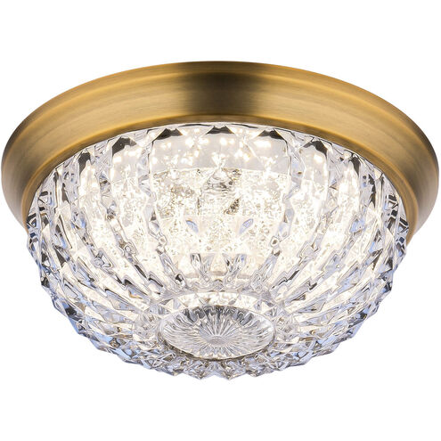 Genoa LED 9 inch Aged Brass Flush Mount Ceiling Light, Schonbek Signature