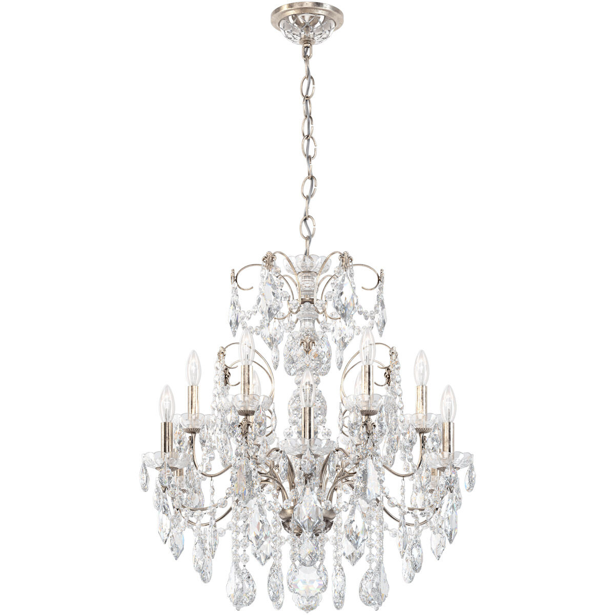 Century 12 Light 30 inch Antique Silver Chandelier Ceiling Light