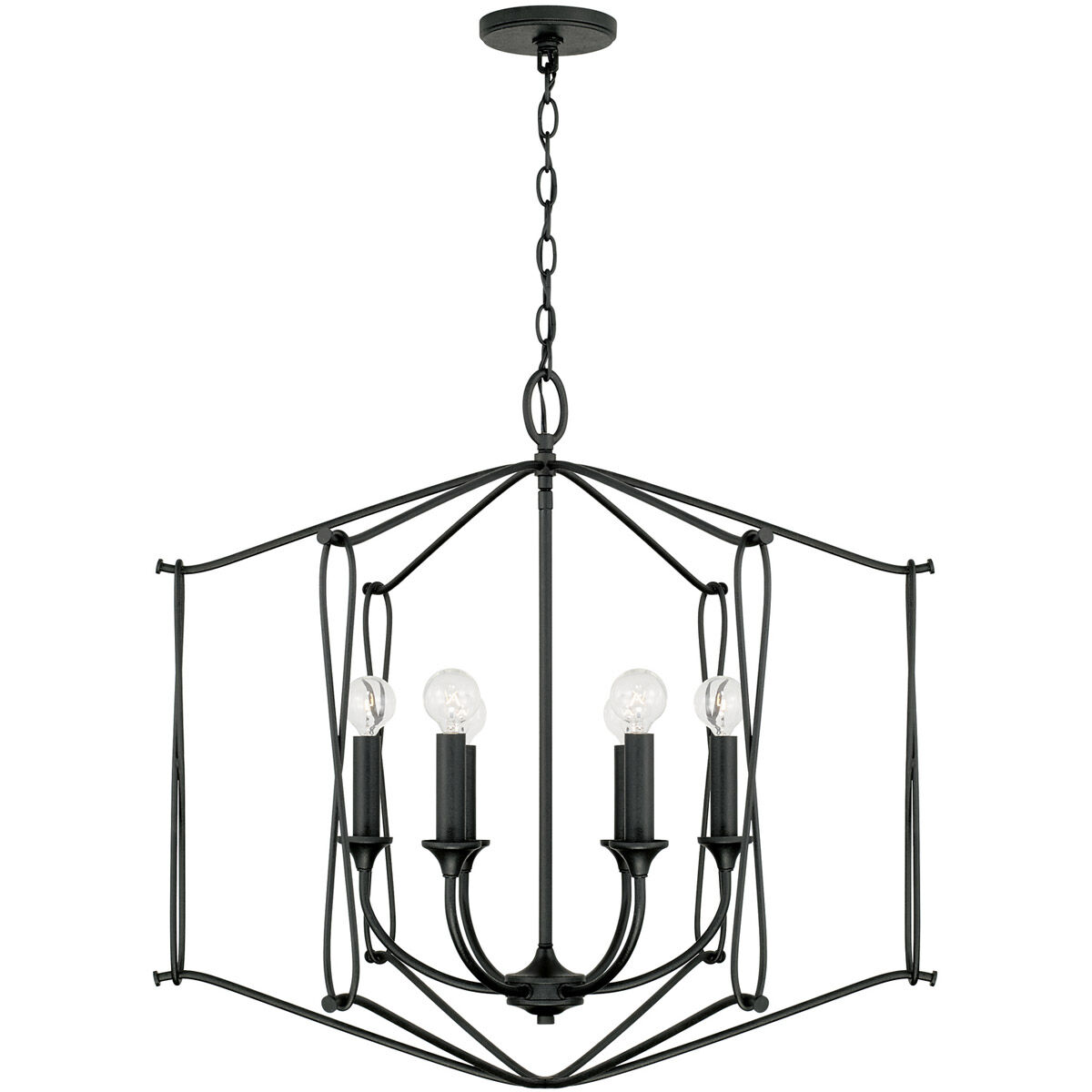 Bentley 6 Light 28 inch Black Iron Foyer Light Ceiling Light