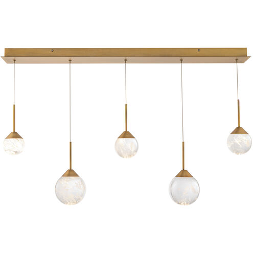 Beyond Quest LED 5.5 inch Aged Brass Multi-Light Pendant Ceiling Light, Linear Canopy