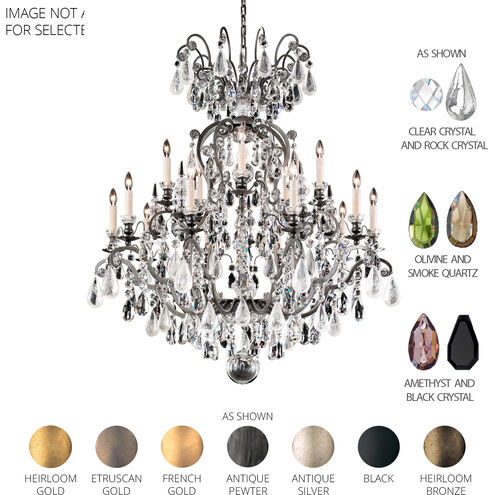 Renaissance Rock Crystal 16 Light Black Chandelier Ceiling Light in Rock Amethyst and Black Diamond
