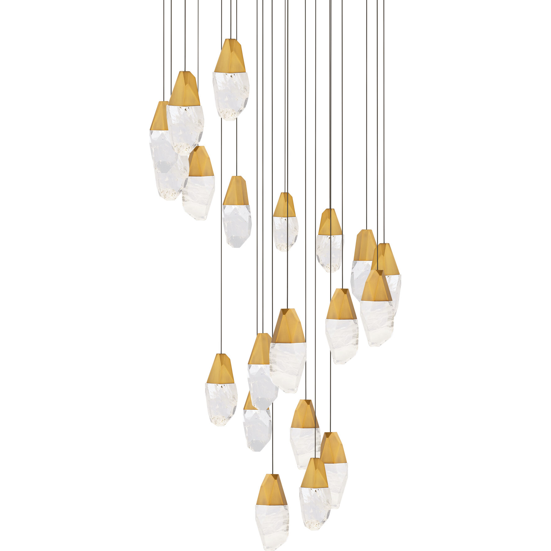 Beyond Martini LED 26 inch Aged Brass Multi-Light Pendant Ceiling Light in Optic, Round Canopy
