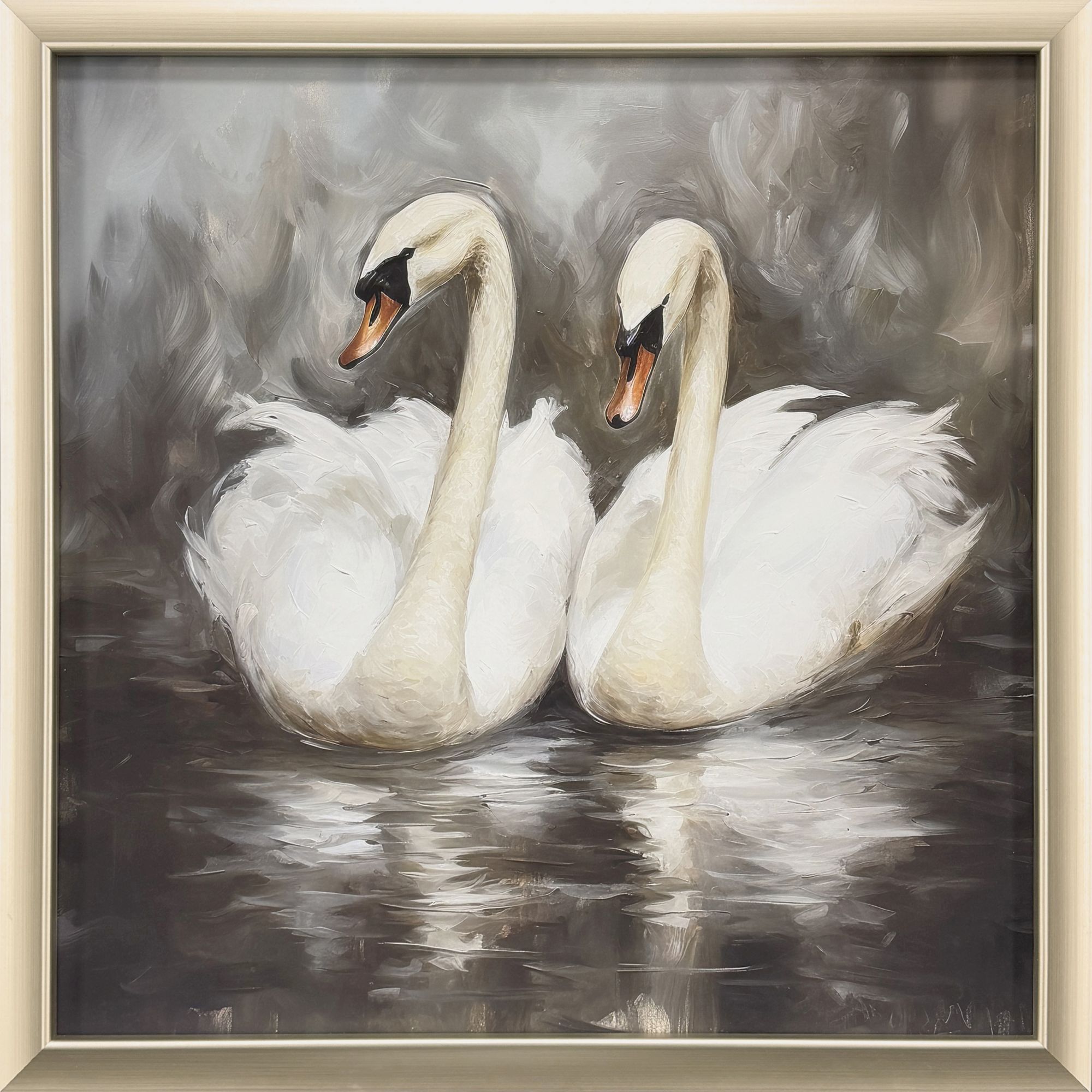 Ballet of the Swans Black and Brown and Gray and Neutral Framed Art, Propac