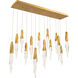 Beyond Kindjal LED 9.5 inch Aged Brass Multi-Light Pendant Ceiling Light, Linear Canopy